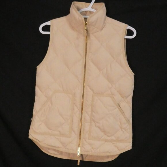 J CREW | xxs | Beige Quilted Zip-Up Vest - Picture 1 of 14